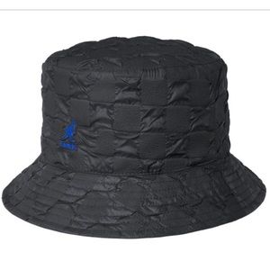 Kangol pucker check bucket hat reversible black blue medium